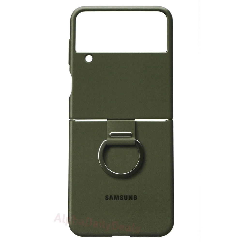 E9-O Samsung Silicone Cover‎ with Ring for Galaxy Z Flip4 - Khaki
